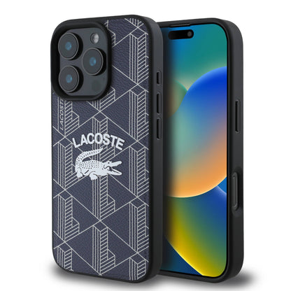 Apple iPhone 16 Pro Max Kılıf Lacoste Orjinal Lisanslı M-safe Şarj Özellikli Mono Vintage Logo Kapak - Görsel 2