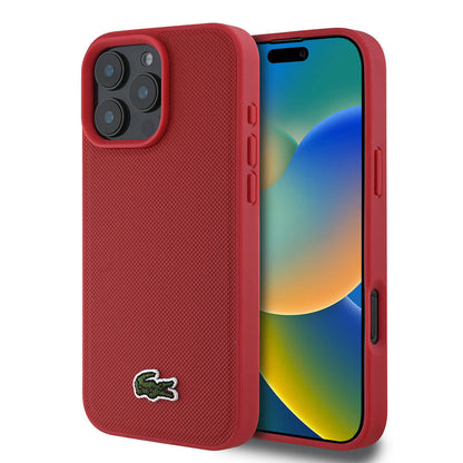 Apple iPhone 16 Pro Max Kılıf Lacoste Orjinal Lisanslı PU Pike Desenli Arka Yüzey İkonik Timsah Dokuma Logolu Kapak - Görsel 3