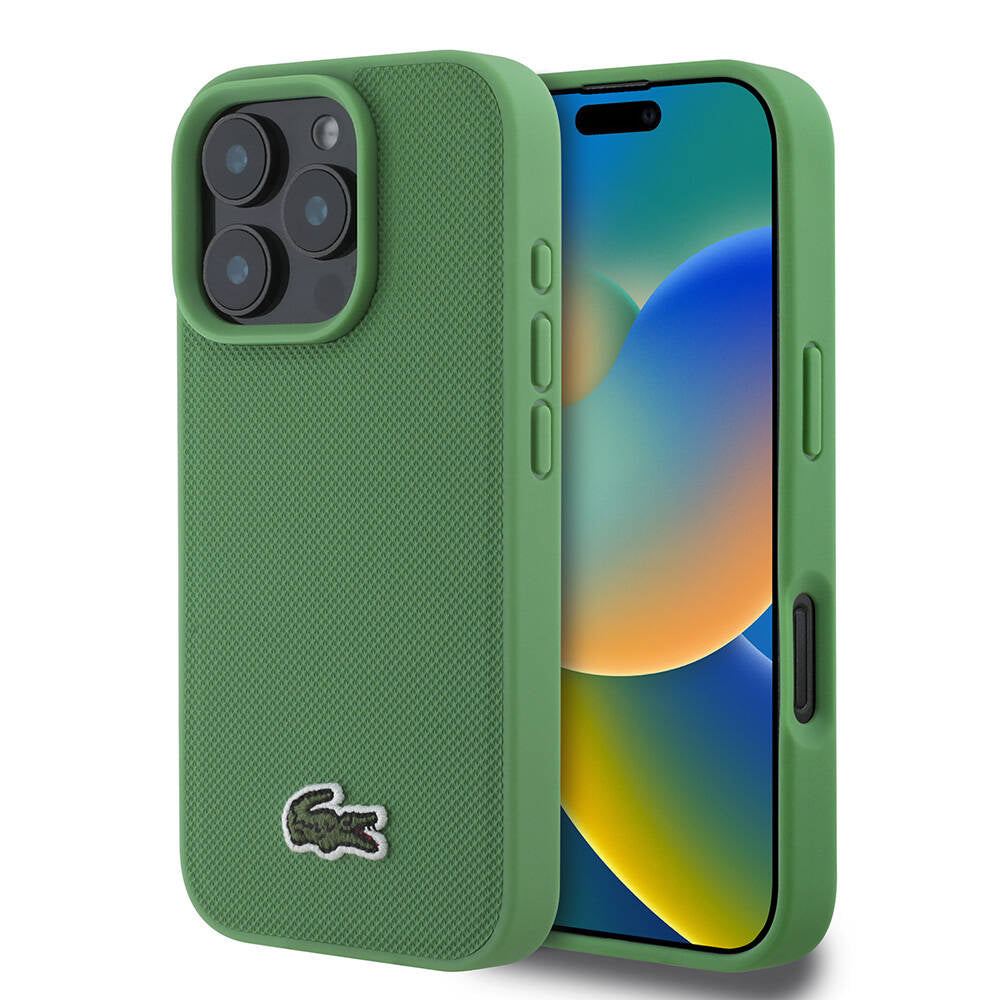 Apple iPhone 16 Pro Max Kılıf Lacoste Orjinal Lisanslı PU Pike Desenli Arka Yüzey İkonik Timsah Dokuma Logolu Kapak - Görsel 2