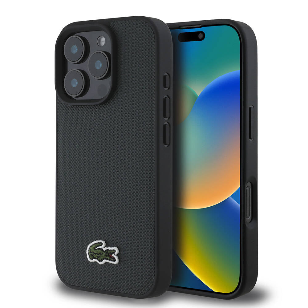 Apple iPhone 16 Pro Max Kılıf Lacoste Orjinal Lisanslı PU Pike Desenli Arka Yüzey İkonik Timsah Dokuma Logolu Kapak - Görsel 4