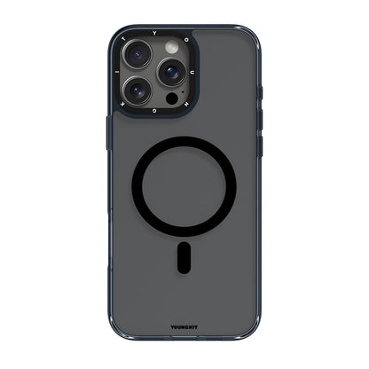Apple iPhone 16 Pro Max Kılıf M-safe Şarj Özellikli Cam Arka Yüzey TPU Youngkit Gemstone Clear Serisi Kapak