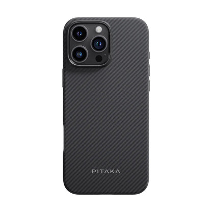 Apple iPhone 16 Pro Max Kılıf M-safe Şarj Özellikli Aramid Fiber Pitaka Military-Grade Classic Serisi Black-Grey Twill Kapak - Görsel 2