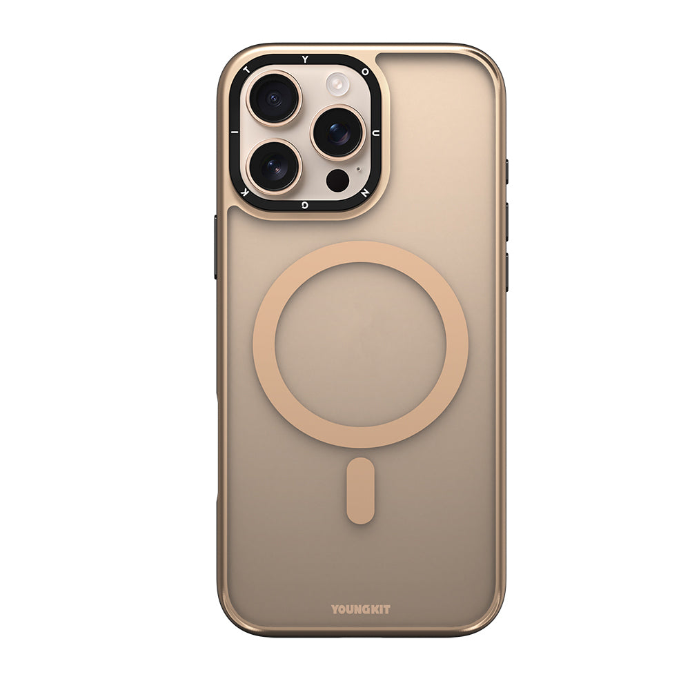 Apple iPhone 16 Pro Max Kılıf M-safe Şarj Özellikli Cam Arka Yüzey TPU Youngkit Gemstone Serisi Kapak - Görsel 5