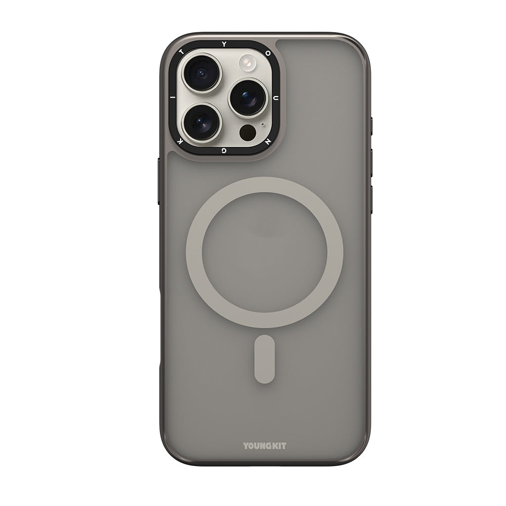 Apple iPhone 16 Pro Max Kılıf M-safe Şarj Özellikli Cam Arka Yüzey TPU Youngkit Gemstone Serisi Kapak - Görsel 2