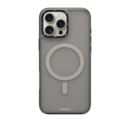Apple iPhone 16 Pro Max Kılıf M-safe Şarj Özellikli Cam Arka Yüzey TPU Youngkit Gemstone Serisi Kapak - Görsel 2