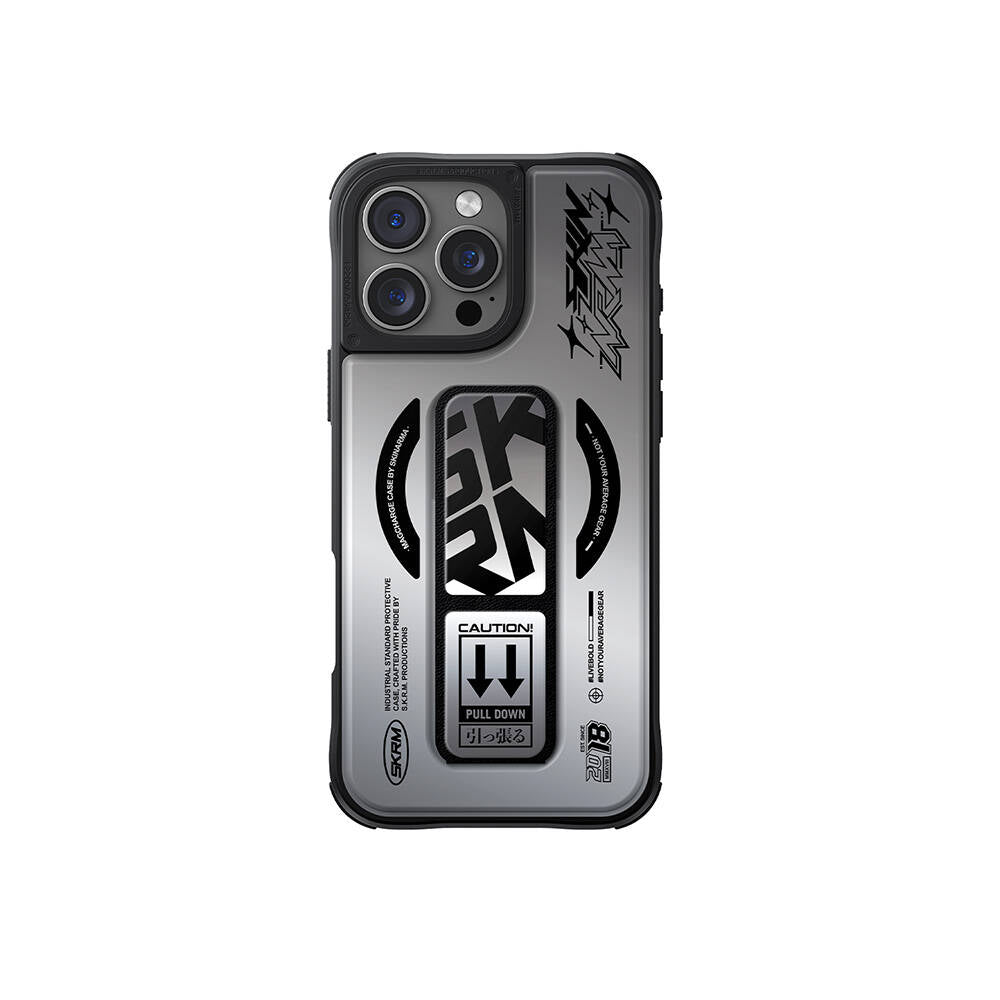 Apple iPhone 16 Pro Max Kılıf M-safe Şarj Özellikli Holografik Tasarımlı Standlı Deri Görünümlü Skinarma Kira Kobai Kapak - Görsel 3