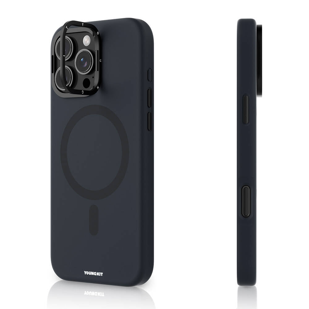 Apple iPhone 16 Pro Max Kılıf M-safe Şarj Özellikli Kamera Standlı Youngkit Bitty Cream Kapak - Görsel 2