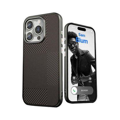 Apple iPhone 16 Pro Max Kılıf M-safe Şarj Özellikli Karbon Fiber Desenli Mutural Montage Kapak - Görsel 2
