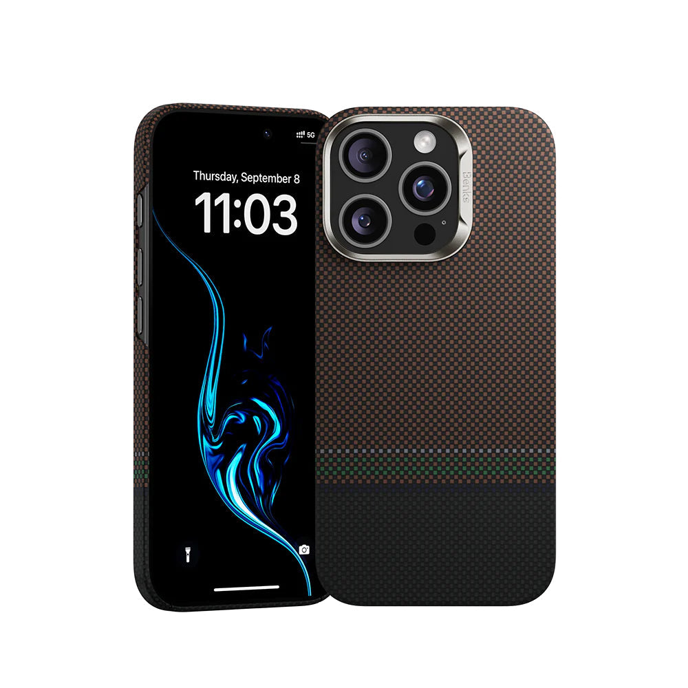 Apple iPhone 16 Pro Max Kılıf M-safe Şarj Özellikli Karbon Fiber Tasarımlı Benks Prestige ArmorAir Kevlar Kapak - Görsel 2