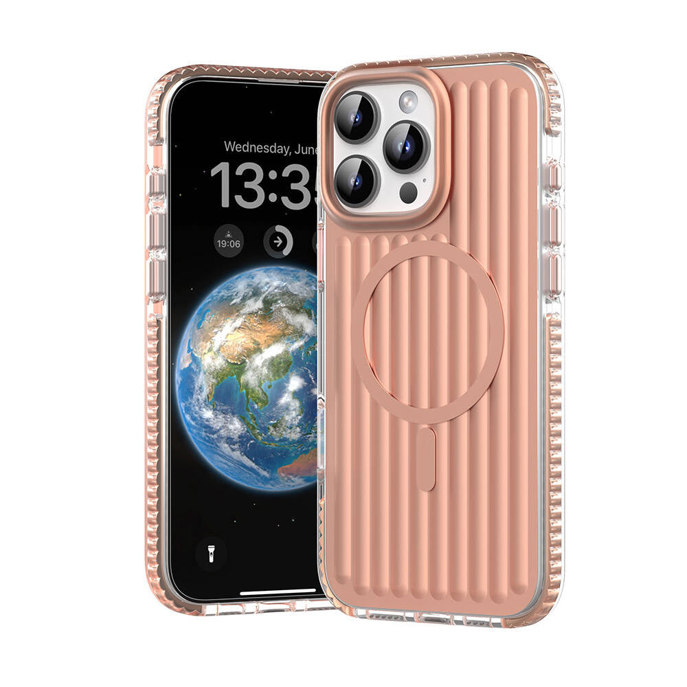 Apple iPhone 16 Pro Max Kılıf M-safe Şarj Özellikli Oyuklu Tasarım Mutural Bumpy Clear Kapak - Görsel 3