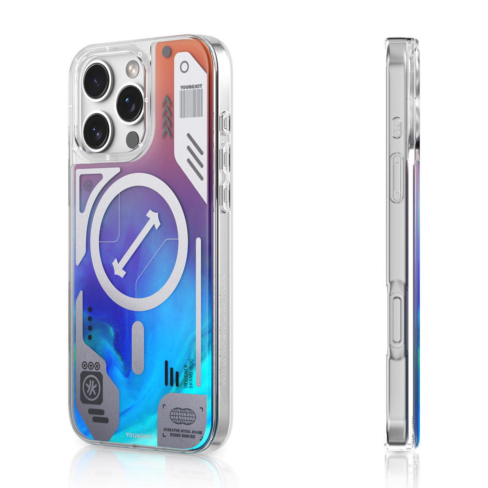 Apple iPhone 16 Pro Max Kılıf M-safe Şarj Özellikli Parlak Kumlu Sıvılı Tasarımlı Galaxy Fantasy Serisi Kapak - Görsel 2