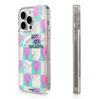 Apple iPhone 16 Pro Max Kılıf M-safe Şarj Özellikli Parlak Kumlu Sıvılı Youngkit Pink Dream Quicksand Serisi Kapak - Görsel 2