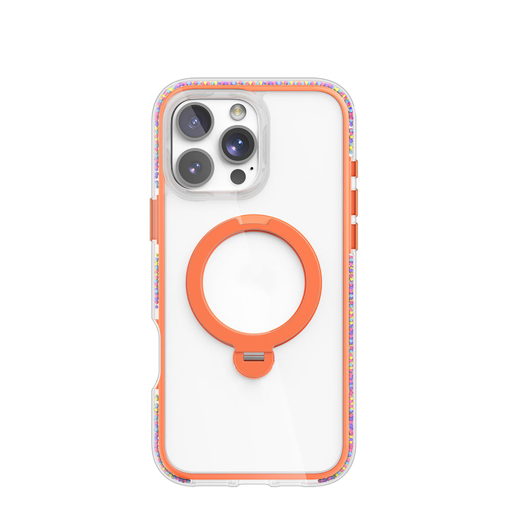 Apple iPhone 16 Pro Max Kılıf M-safe Şarj Özellikli Raptic AirJoy Serisi Boncuk Tasarımlı 360 Derece Dönebilen Standlı Kapak - Görsel 2