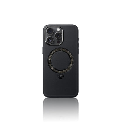 Apple iPhone 16 Pro Max Kılıf M-safe Şarj Özellikli Standlı Suni Deri Tasarımlı Pynana Dancing Circle Serisi Kapak - Görsel 3