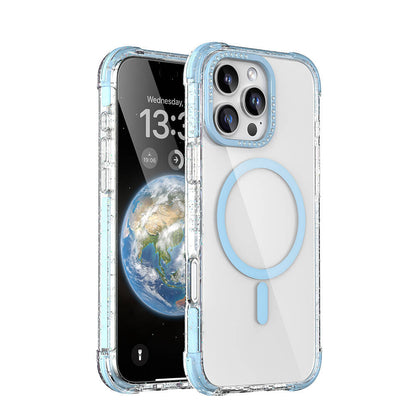 Apple iPhone 16 Pro Max Kılıf M-safe Şarj Özellikli Taşlı ve Simli Tasarım Mutural Blink Kapak - Görsel 3