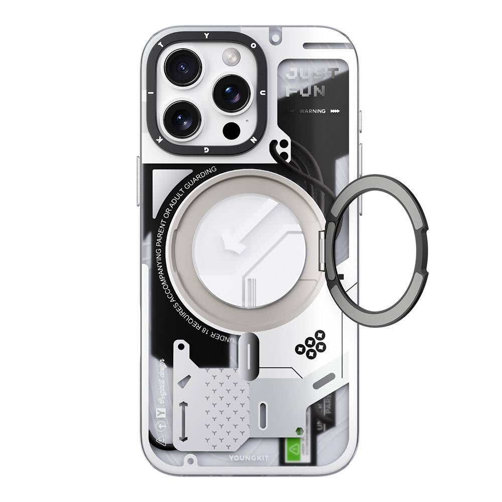 Apple iPhone 16 Pro Max Kılıf M-safe Şarj Özellikli Youngkit 360° Standlı Starship Serisi Kapak - Görsel 4