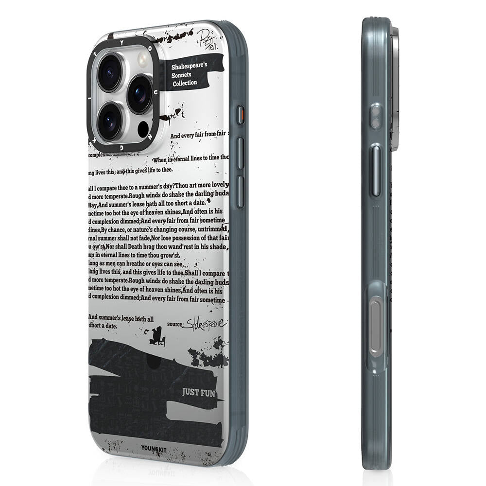 Apple iPhone 16 Pro Max Kılıf M-safe Şarj Özellikli Youngkit Literary Serisi Shakespeare Kapak - Görsel 2