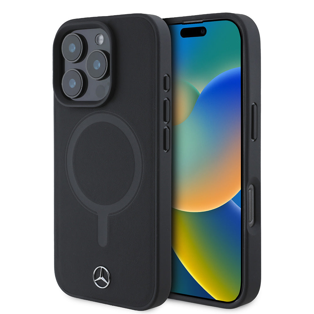Apple iPhone 16 Pro Max Kılıf Mercedes Benz M-safe Şarj Özellikli Yumuşak Deri Orjinal Lisanslı Kapak - Görsel 2