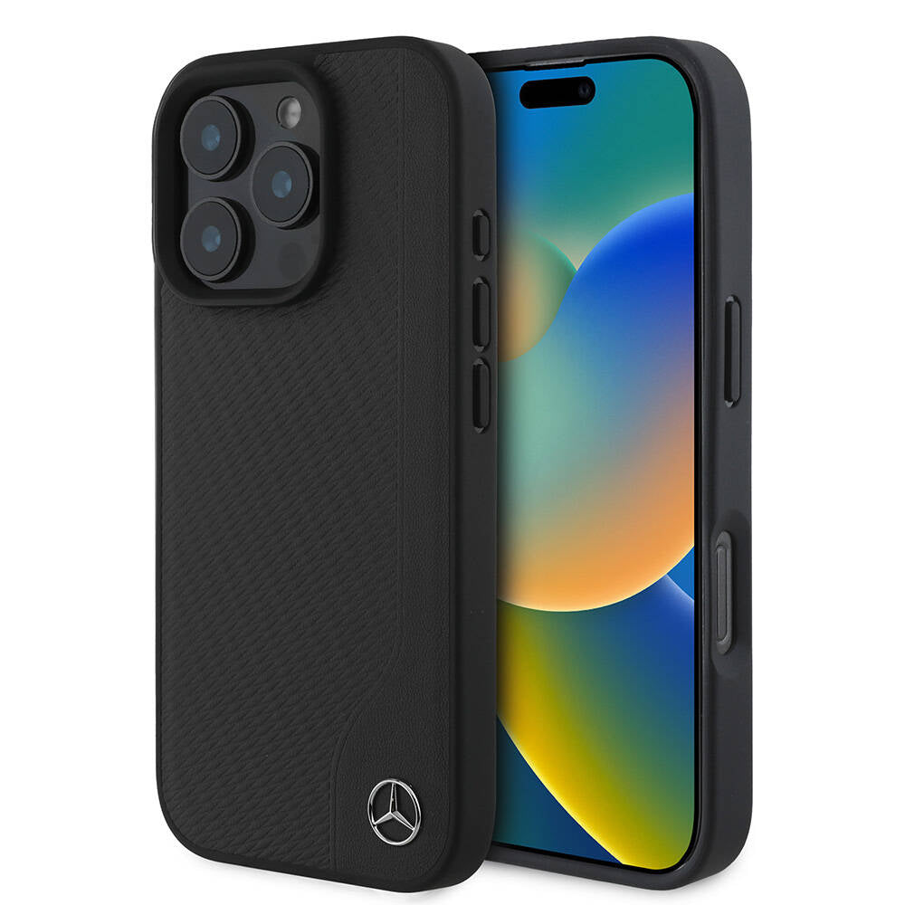 Apple iPhone 16 Pro Max Kılıf Mercedes Benz Orjinal Lisanslı M-safe Şarj Özellikli 3D Metal Logolu Wood Imitation Deri Kapak - Görsel 2