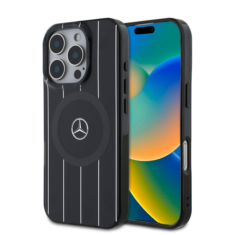 Apple iPhone 16 Pro Max Kılıf Mercedes Benz Orjinal Lisanslı M-safe Şarj Özellikli Çift Katmanlı Paralel Çizgi Desenli Kapak - Görsel 2