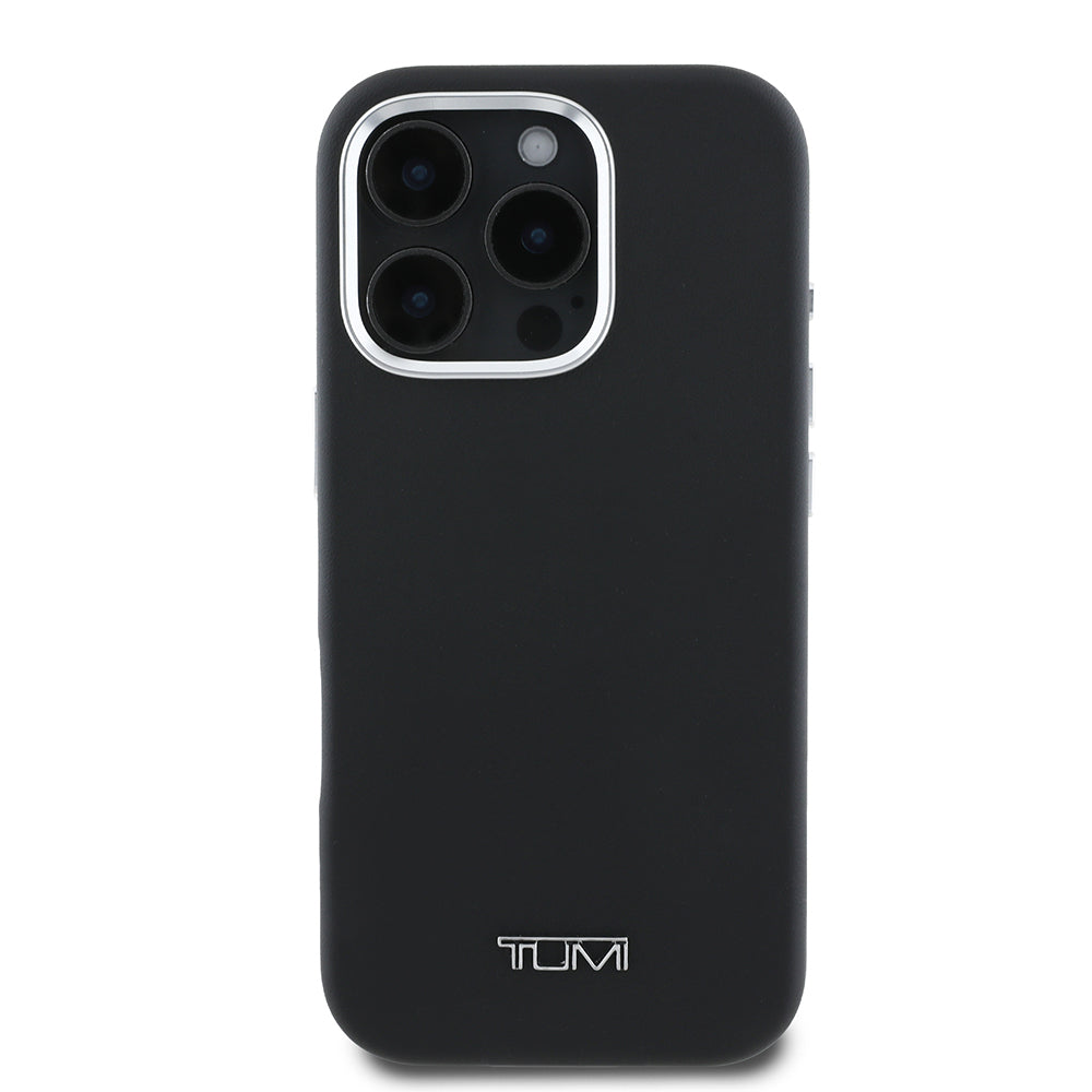 Apple iPhone 16 Pro Max Kılıf TUMI Orjinal Lisanslı M-safe Şarj Özellikli Metal Yazı Logolu PU Deri Kapak - Görsel 2