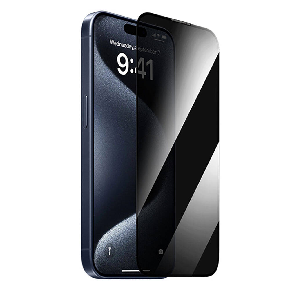 Apple iPhone 16 Pro Wiwu GT-011 Polimer Oleofobik Kaplama Temperli Privacy Cam Ekran Koruyucu - Görsel 2