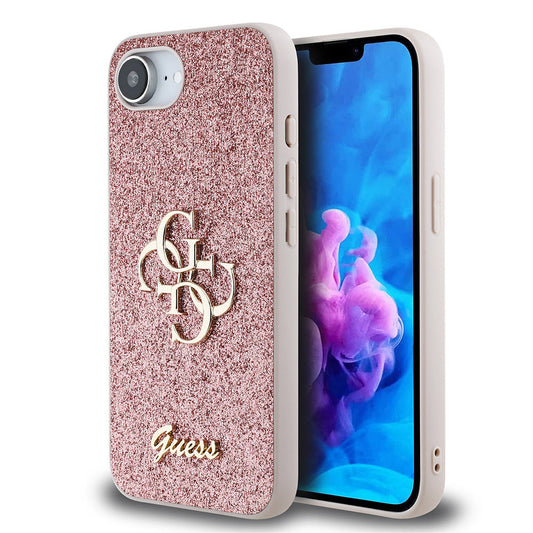 Apple iPhone 16E Kılıf Guess Orjinal Lisanslı 4G Büyük Metal Logolu Glitter Kapak