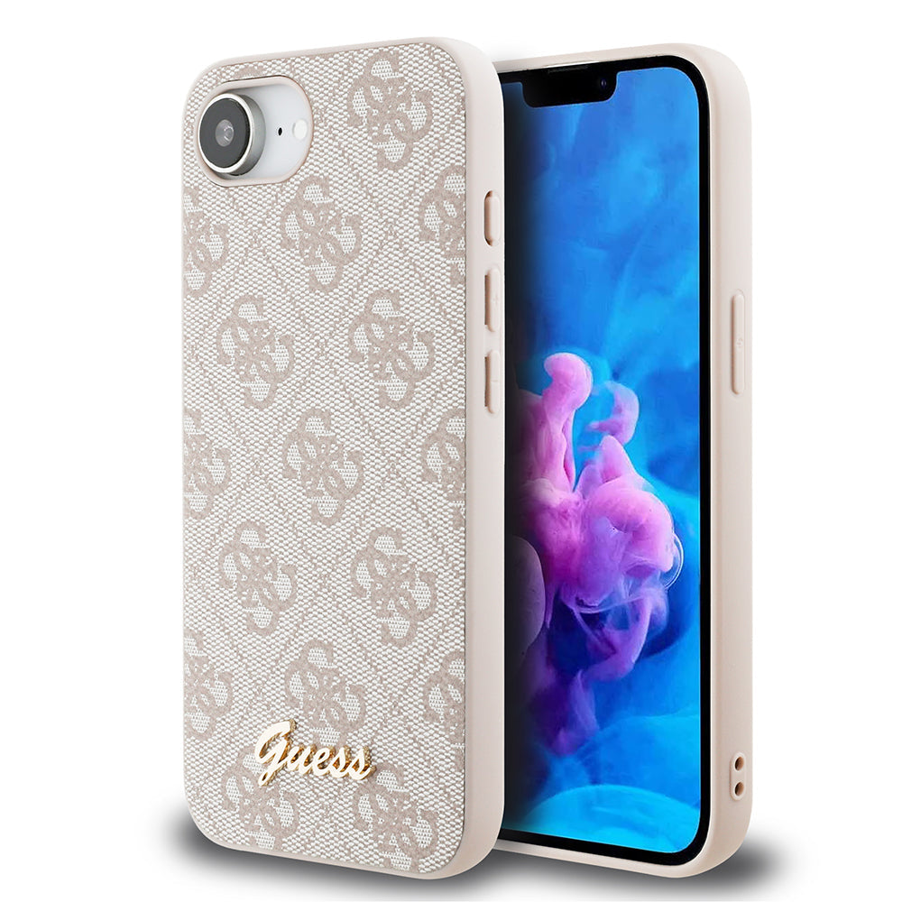 Apple iPhone 16E Kılıf Guess Orjinal Lisanslı 4G Desenli Script Metal Logolu Kapak - Görsel 3