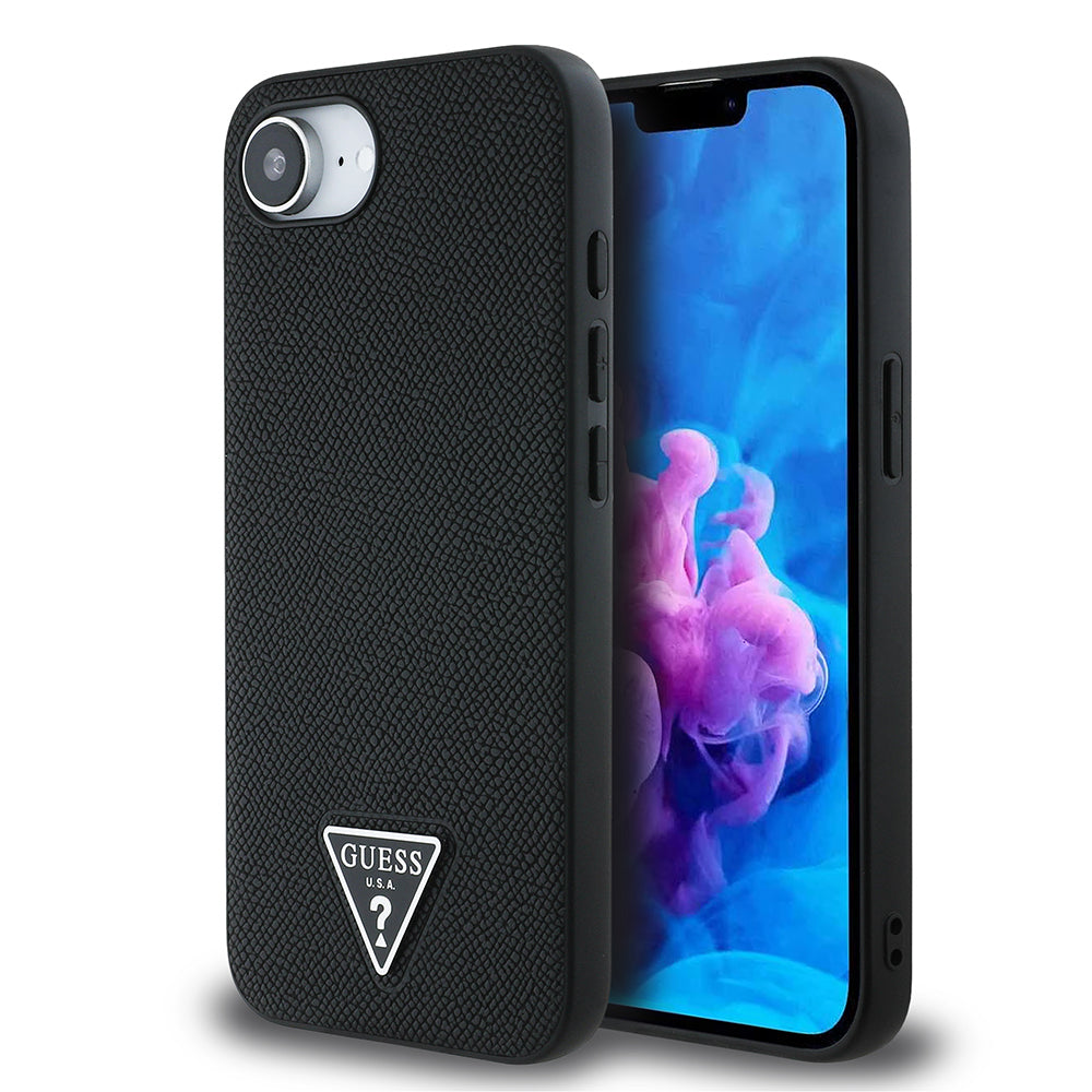 Apple iPhone 16E Kılıf Guess Orjinal Lisanslı M-safe Şarj Özellikli Grained Triangle Kapak - Görsel 2