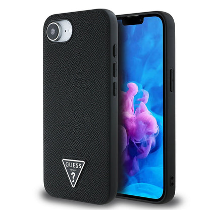 Apple iPhone 16E Kılıf Guess Orjinal Lisanslı M-safe Şarj Özellikli Grained Triangle Kapak - Görsel 2