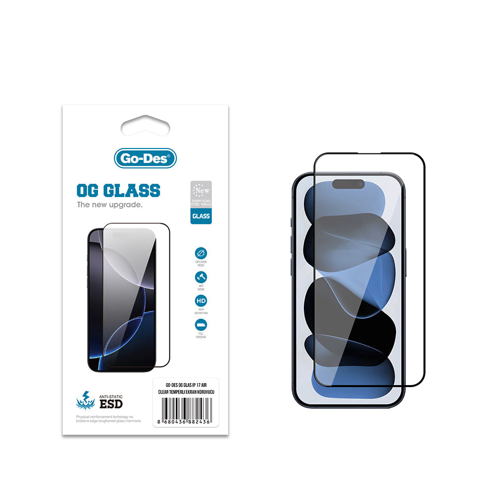 Apple iPhone 17 Air Go Des OG Glass Antistatik Temperli Cam Ekran Koruyucu - Görsel 2