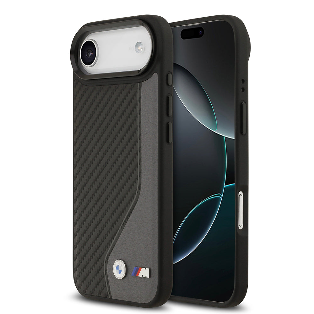 Apple iPhone 17 Air Kılıf BMW Orjinal Lisanslı M-safe Şarj Özellikli Metal BMW ve M Logolu PU Karbon Tasarımlı Kapak - Görsel 3