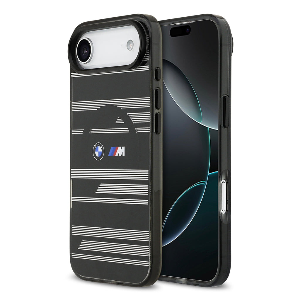 Apple iPhone 17 Air Kılıf BMW Orjinal Lisanslı M-safe Şarj Özellikli Metal Kamera Butonlu Yatay Şeritli M Dizayn Kapak - Görsel 3