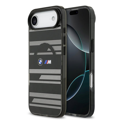 Apple iPhone 17 Air Kılıf BMW Orjinal Lisanslı M-safe Şarj Özellikli Metal Kamera Butonlu Yatay Şeritli M Dizayn Kapak - Görsel 3