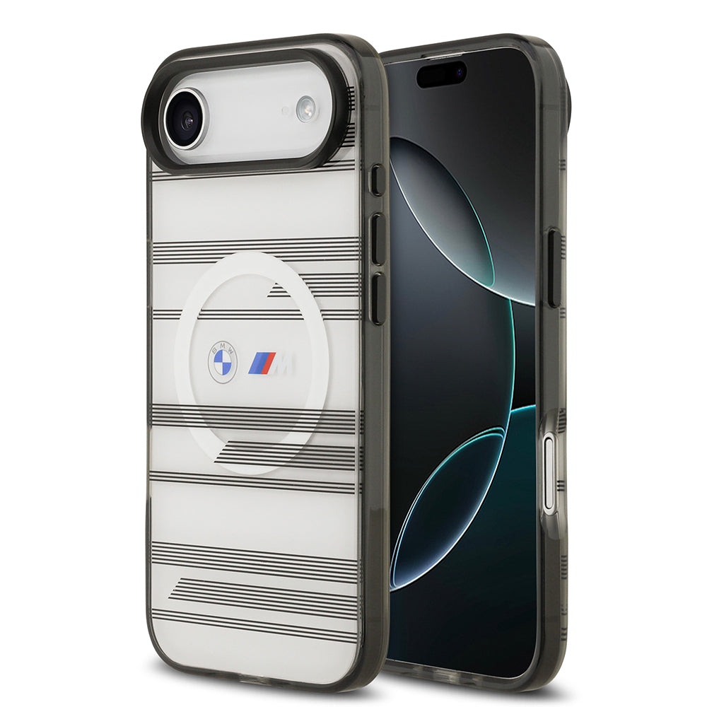 Apple iPhone 17 Air Kılıf BMW Orjinal Lisanslı M-safe Şarj Özellikli Metal Kamera Butonlu Yatay Şeritli M Dizayn Kapak - Görsel 2