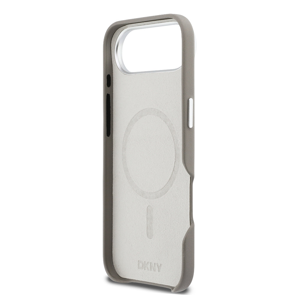 Apple iPhone 17 Air Kılıf DKNY Orjinal Lisanslı M-safe Şarj Özellikli PU Büyük Dikey Logolu Kapak - Görsel 14
