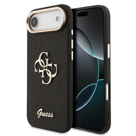 Apple iPhone 17 Air Kılıf Guess Orjinal Lisanslı 4G Büyük Metal Kamera Çerçeveli ve Logolu Glitter Kapak