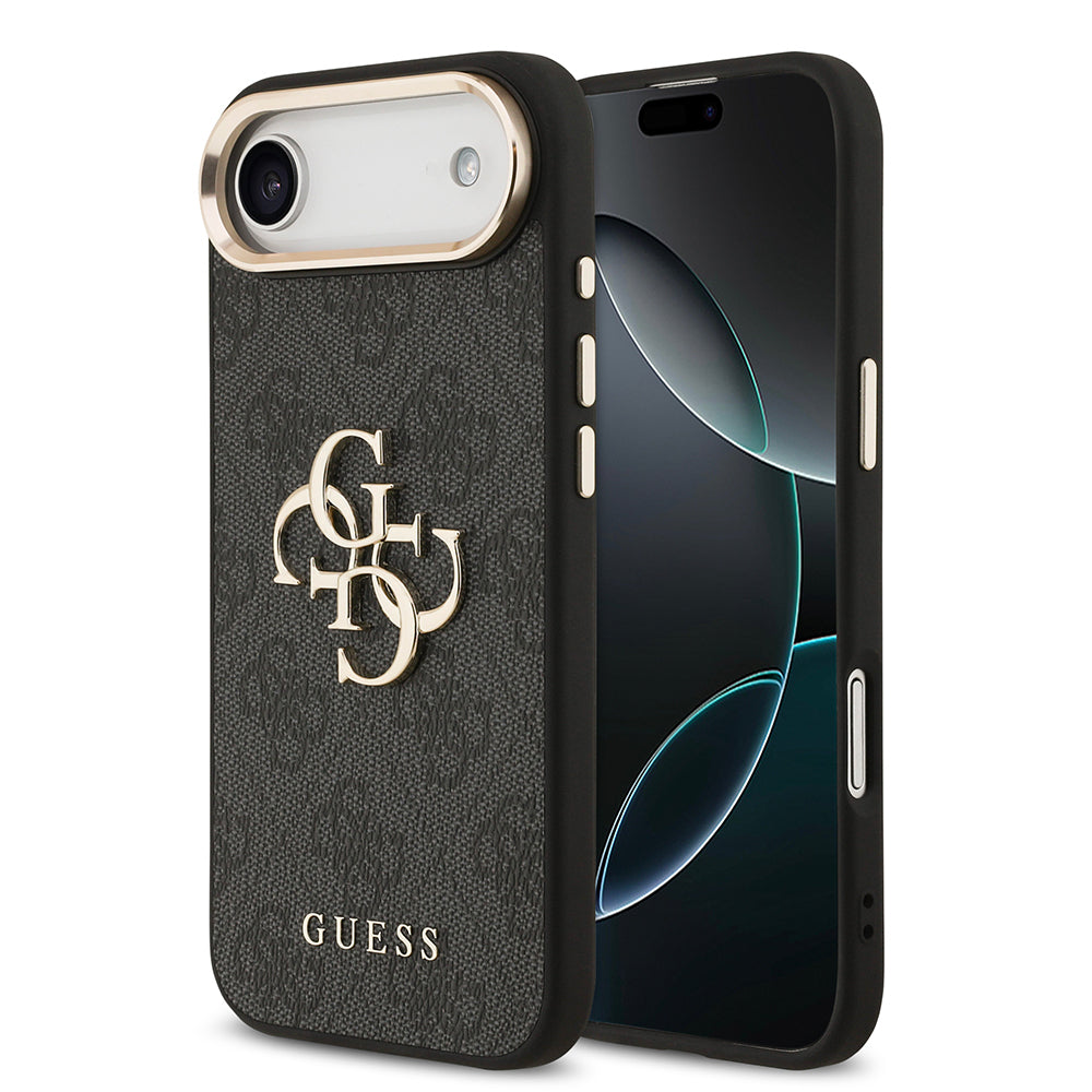 Apple iPhone 17 Air Kılıf Guess Orjinal Lisanslı Gold Metal Kamera Çerçeveli 4G Desenli Metal Büyük 4G ve Yazı Logolu Kapak - Görsel 2