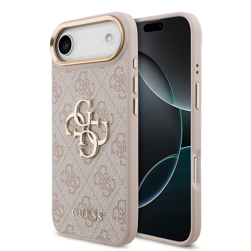 Apple iPhone 17 Air Kılıf Guess Orjinal Lisanslı Gold Metal Kamera Çerçeveli 4G Desenli Metal Büyük 4G ve Yazı Logolu Kapak - Görsel 4