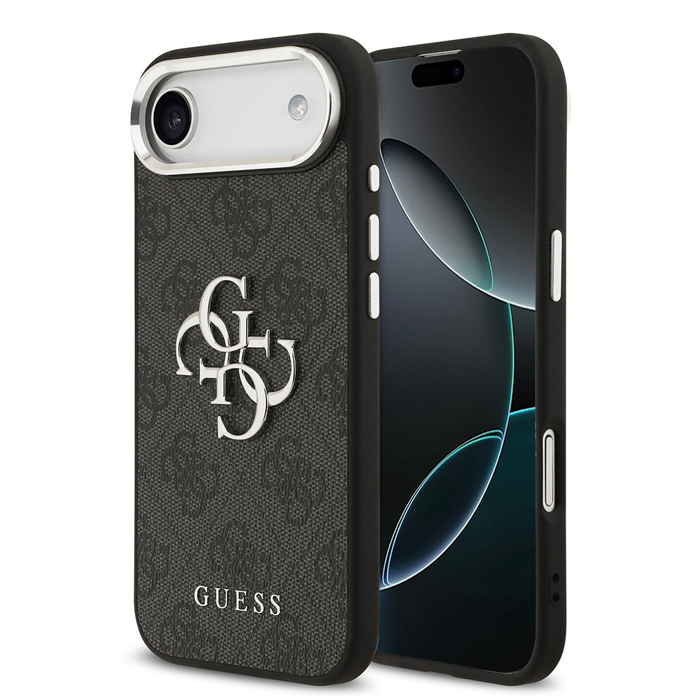 Apple iPhone 17 Air Kılıf Guess Orjinal Lisanslı Gümüş Metal Kamera Çerçeveli 4G Desenli Metal Büyük 4G ve Yazı Logolu Kapak - Görsel 3