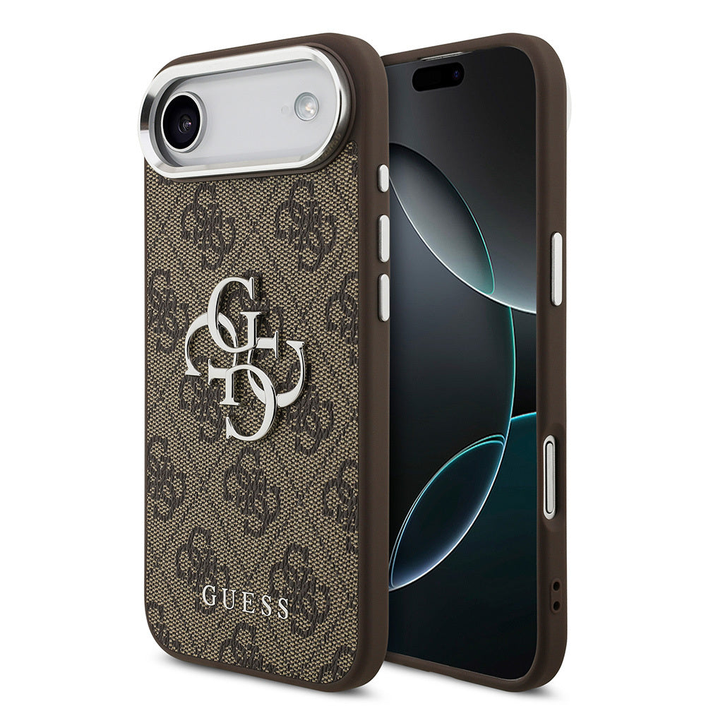 Apple iPhone 17 Air Kılıf Guess Orjinal Lisanslı Gümüş Metal Kamera Çerçeveli 4G Desenli Metal Büyük 4G ve Yazı Logolu Kapak - Görsel 2