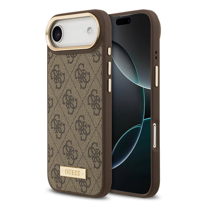 Apple iPhone 17 Air Kılıf Guess Orjinal Lisanslı M-safe Şarj Özellikli 4G Desenli PU Metal Plaka Klasik Logolu Kapak - Görsel 2