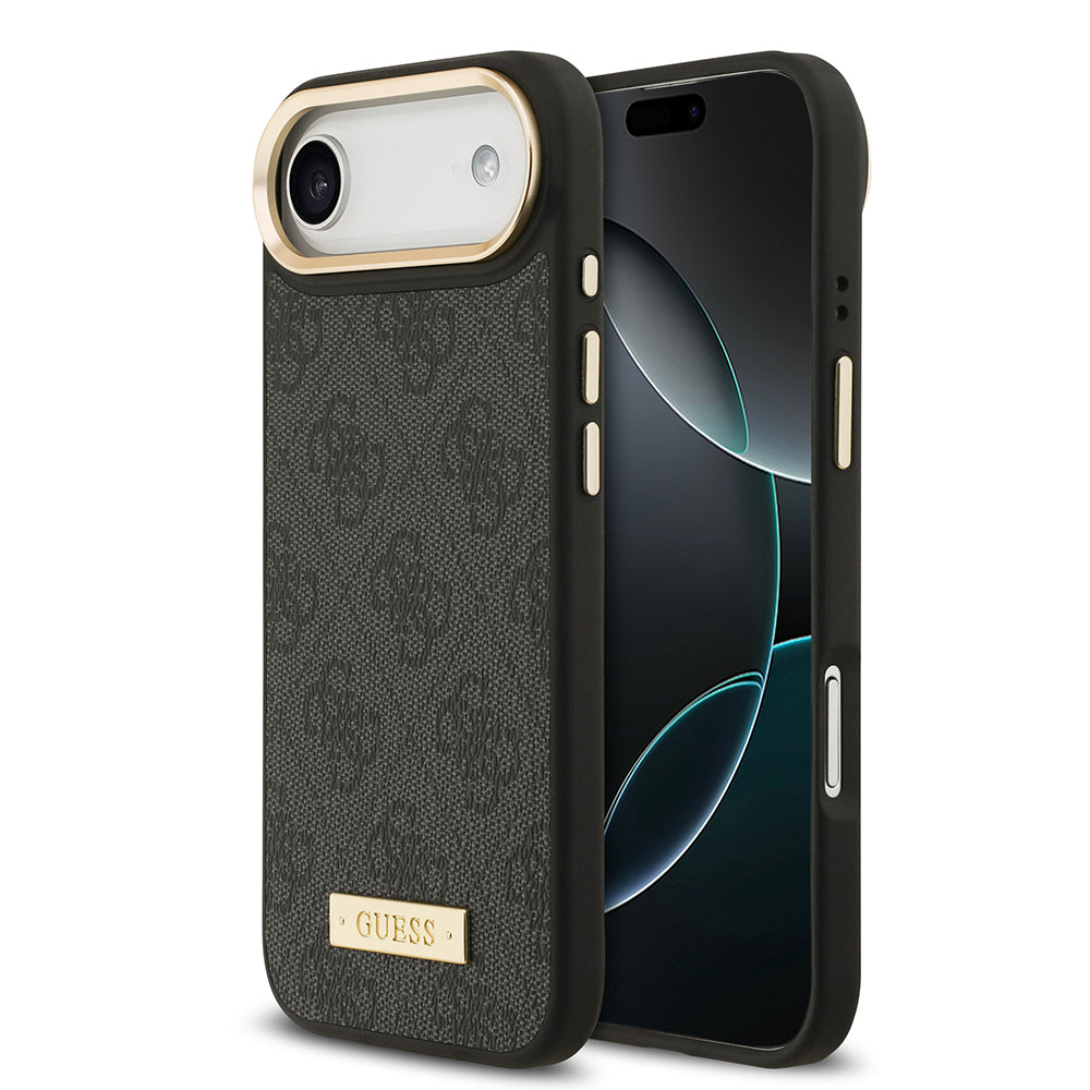 Apple iPhone 17 Air Kılıf Guess Orjinal Lisanslı M-safe Şarj Özellikli 4G Desenli PU Metal Plaka Klasik Logolu Kapak - Görsel 3