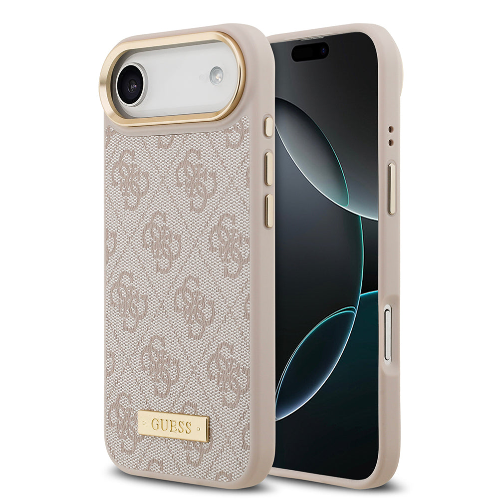 Apple iPhone 17 Air Kılıf Guess Orjinal Lisanslı M-safe Şarj Özellikli 4G Desenli PU Metal Plaka Klasik Logolu Kapak - Görsel 4