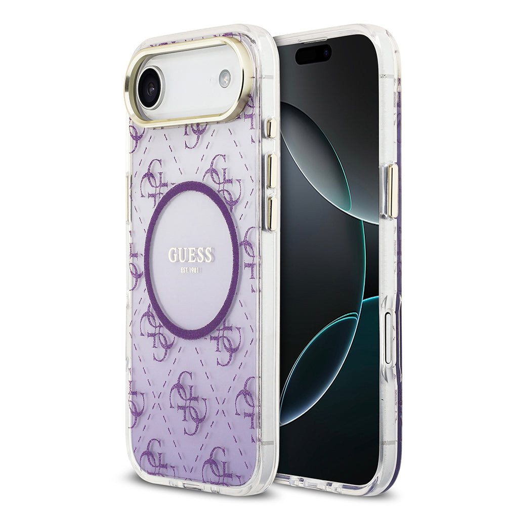 Apple iPhone 17 Air Kılıf Guess Orjinal Lisanslı M-safe Şarj Özellikli 4G Desenli Simli Silikon Kapak - Görsel 3