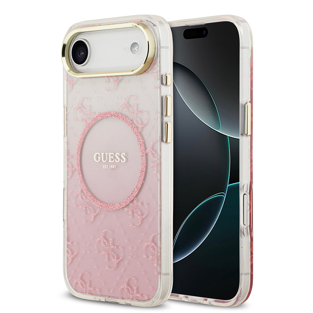 Apple iPhone 17 Air Kılıf Guess Orjinal Lisanslı M-safe Şarj Özellikli 4G Desenli Simli Silikon Kapak - Görsel 2