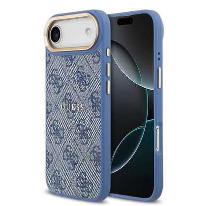 Apple iPhone 17 Air Kılıf Guess Orjinal Lisanslı M-safe Şarj Özellikli Gold Metal Kamera Çerçeveli PU Deri 4G Desenli Yazı Logolu Kapak - Görsel 5
