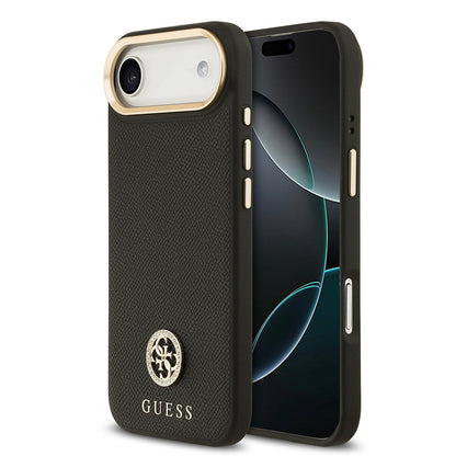 Apple iPhone 17 Air Kılıf Guess Orjinal Lisanslı M-safe Şarj Özellikli Grained Yazı ve Taşlı 4G Logolu Kapak - Görsel 3