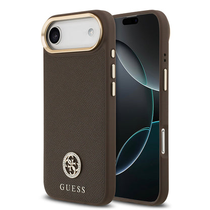 Apple iPhone 17 Air Kılıf Guess Orjinal Lisanslı M-safe Şarj Özellikli Grained Yazı ve Taşlı 4G Logolu Kapak - Görsel 4