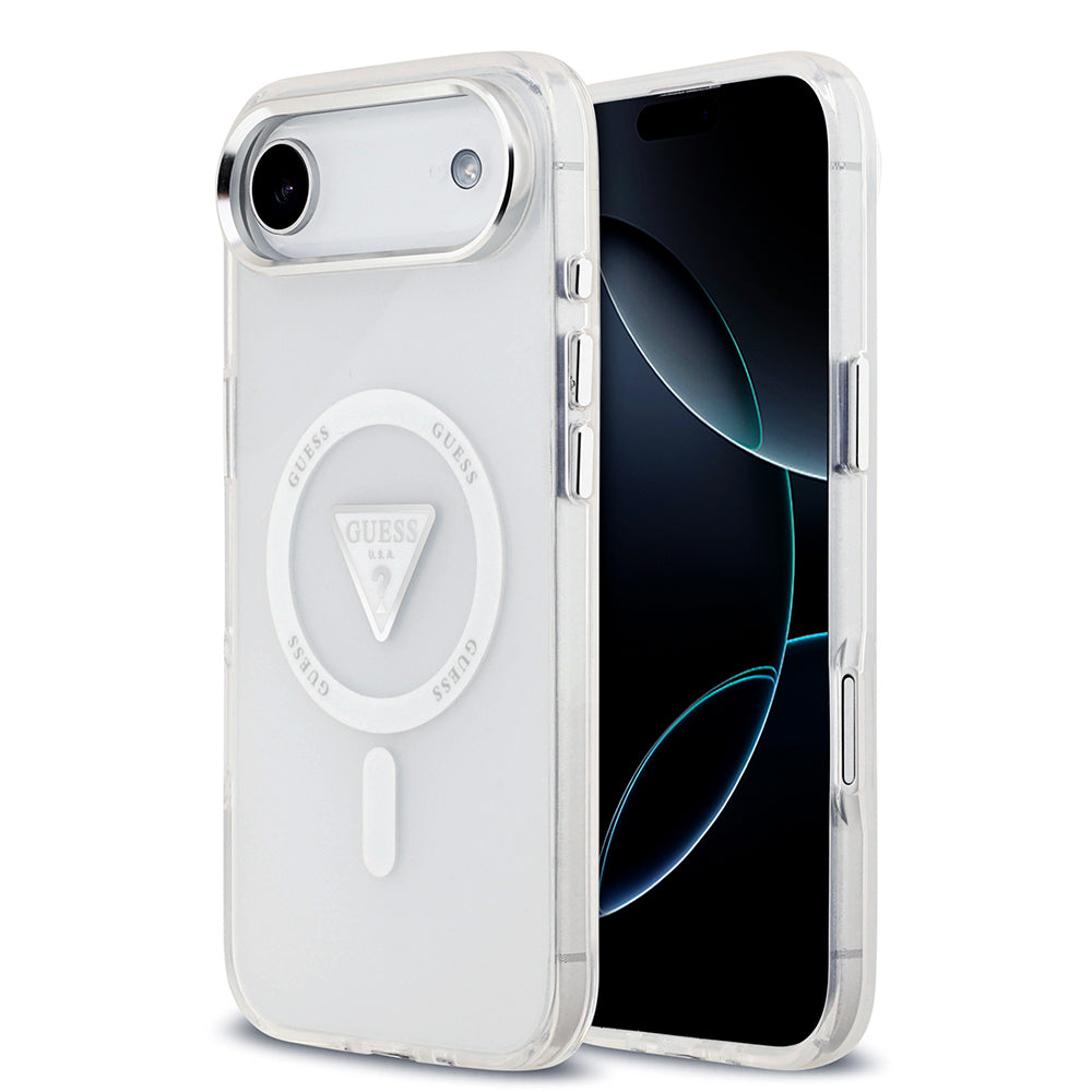 Apple iPhone 17 Air Kılıf Guess Orjinal Lisanslı M-safe Şarj Özellikli IML Baskılı Üçgen Logolu Metal Kamera Çerçeveli Kapak - Görsel 2